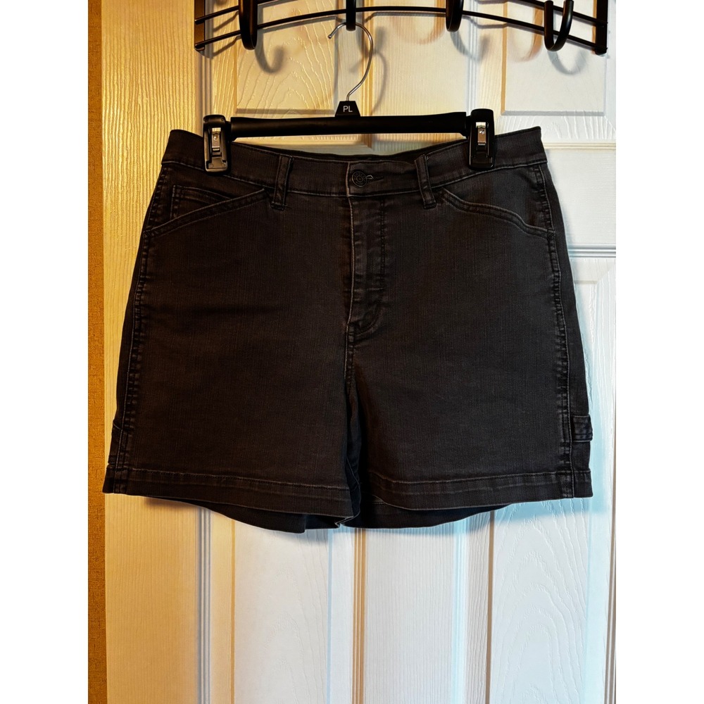 Wonderly High Rise Carpenter Shorts Womens 8 Black Denim Utility Hammer Loop